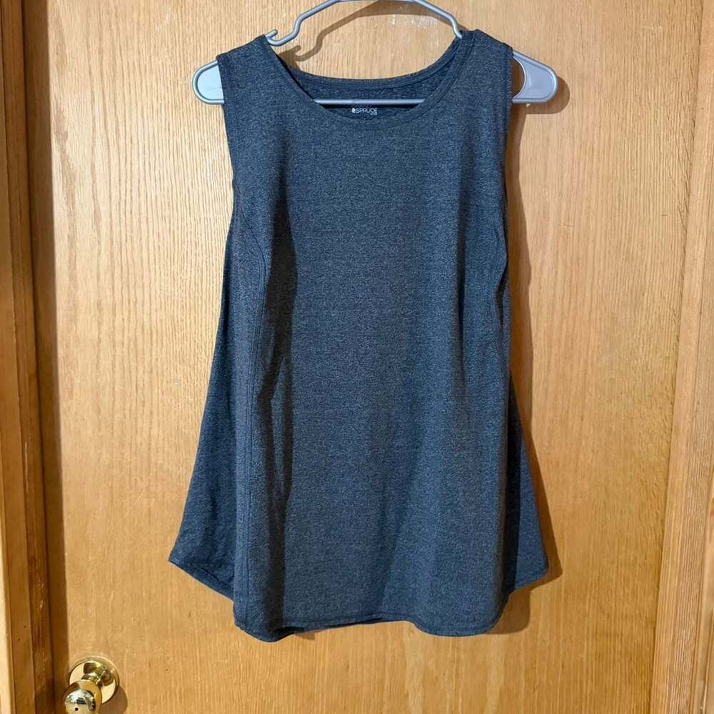 Market & Spruce Active Heather Grey Cutout Back Tank Top